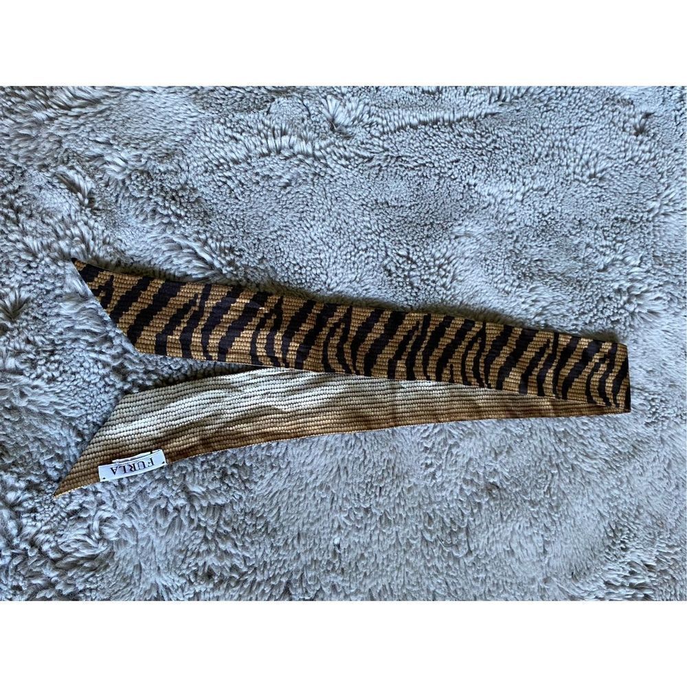 Furla Women's Black & Brown Modern Zebra Print Scarf One Size - Picture 10 of 14